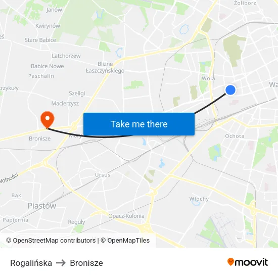 Rogalińska to Bronisze map