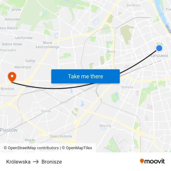 Królewska to Bronisze map