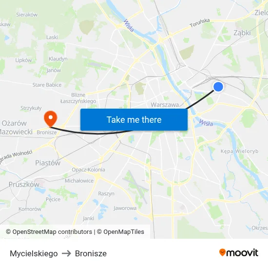 Mycielskiego to Bronisze map
