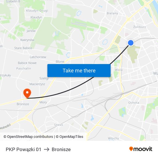 PKP Powązki 01 to Bronisze map