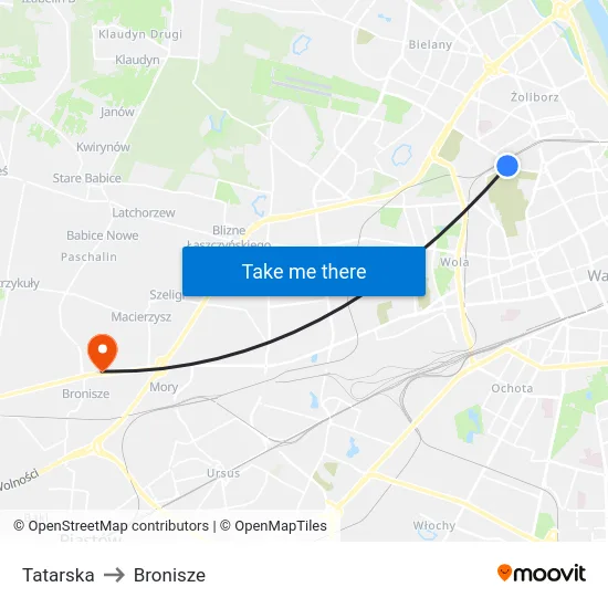 Tatarska to Bronisze map