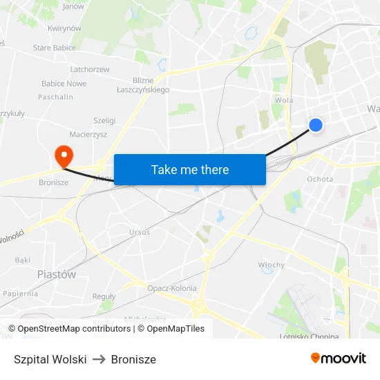 Szpital Wolski to Bronisze map