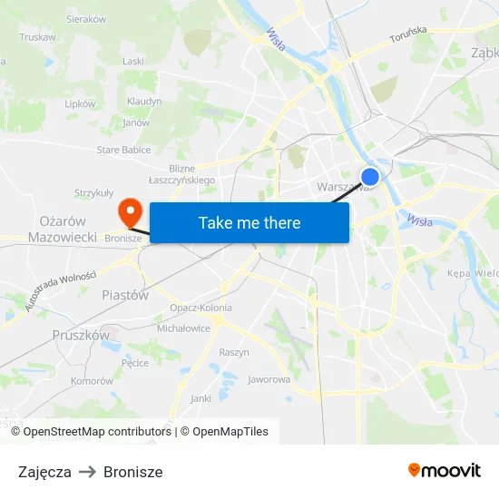 Zajęcza to Bronisze map