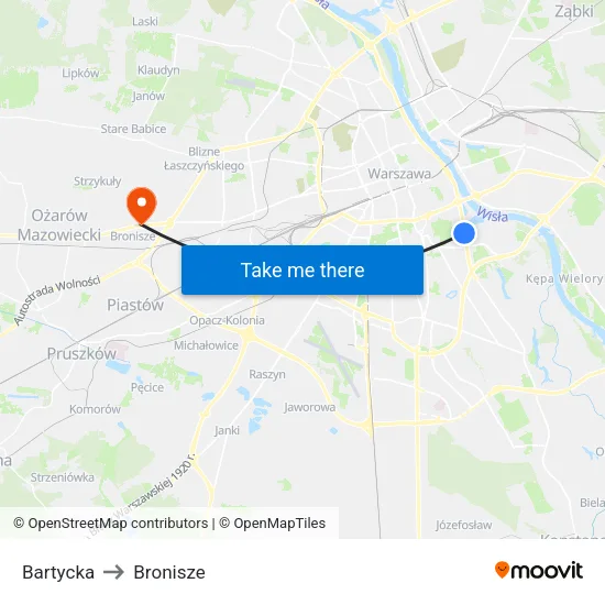 Bartycka to Bronisze map