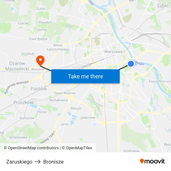 Zaruskiego to Bronisze map