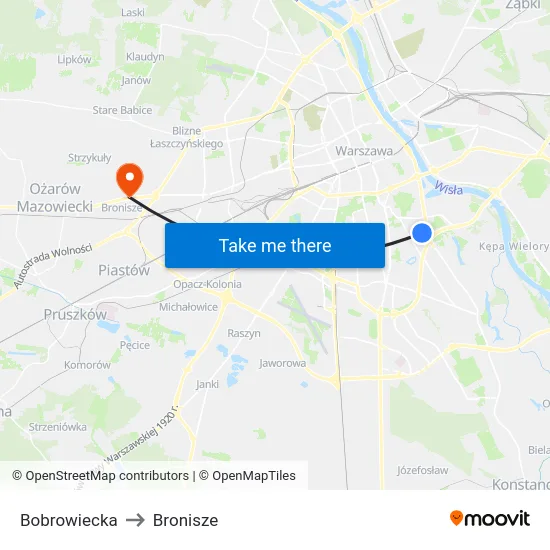 Bobrowiecka to Bronisze map