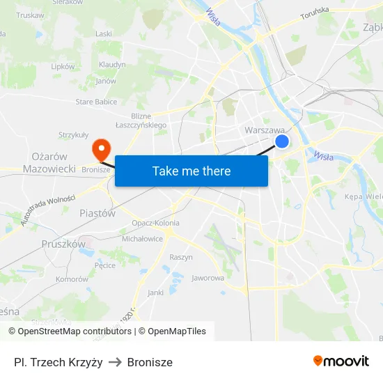 Pl. Trzech Krzyży to Bronisze map