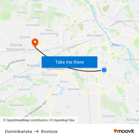 Dominikańska to Bronisze map