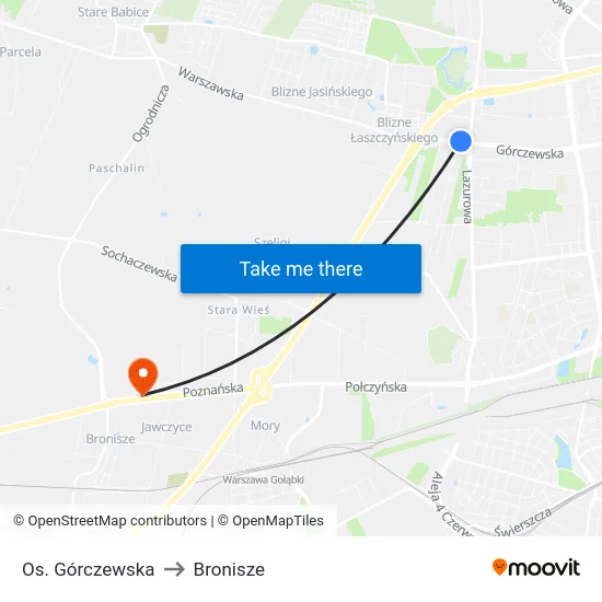 Os. Górczewska to Bronisze map