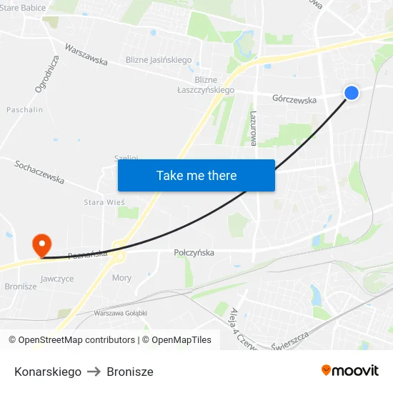 Konarskiego to Bronisze map