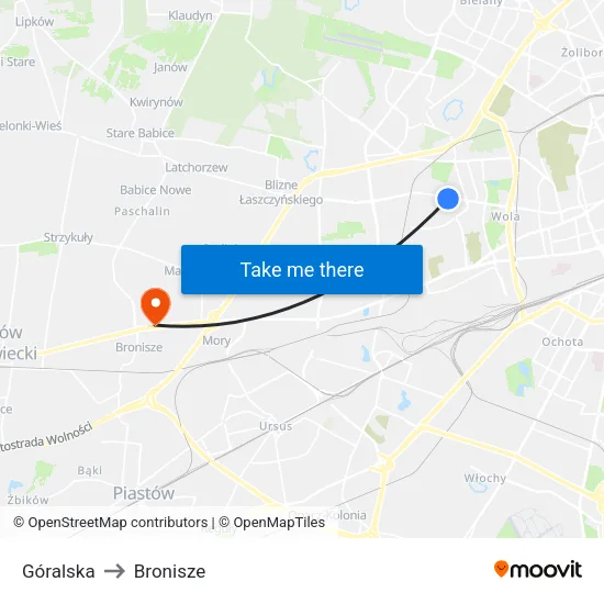 Góralska to Bronisze map