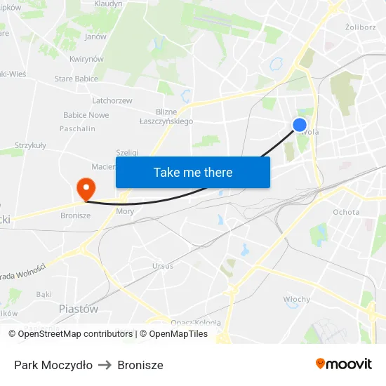 Park Moczydło to Bronisze map