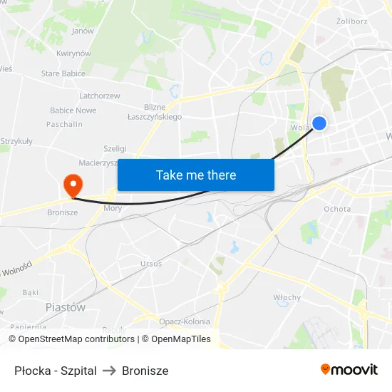 Płocka - Szpital to Bronisze map