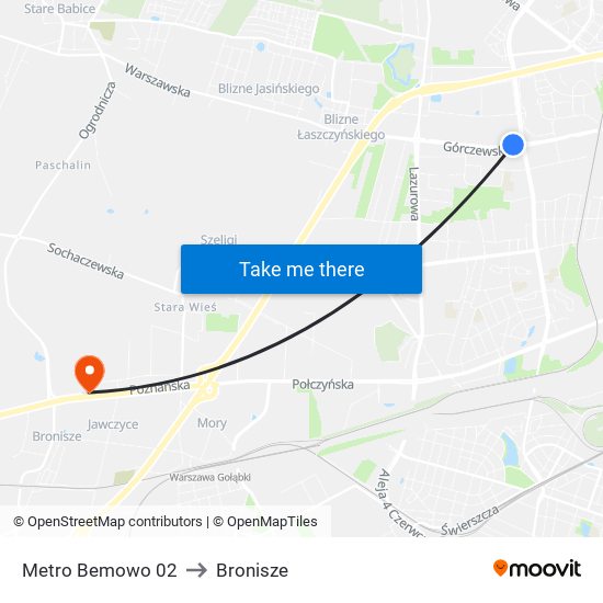 Metro Bemowo 02 to Bronisze map