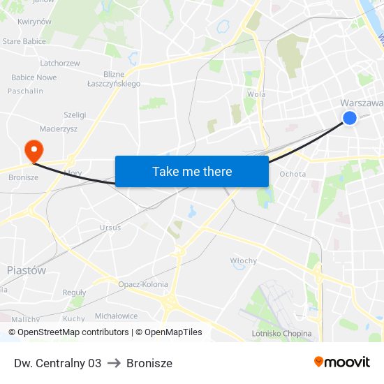 Dw. Centralny 03 to Bronisze map