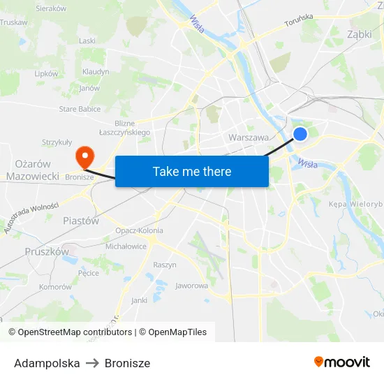 Adampolska to Bronisze map