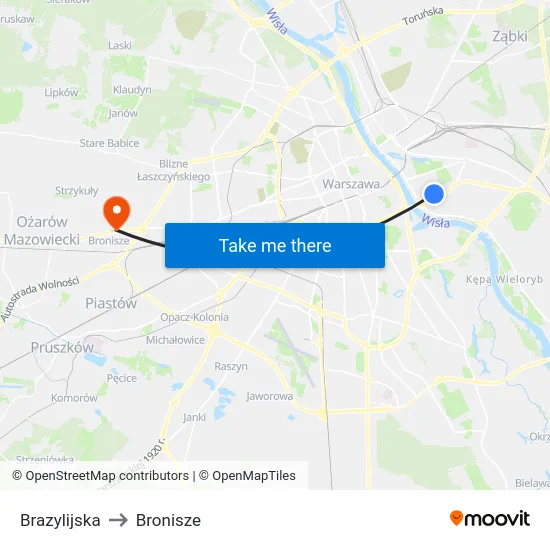 Brazylijska to Bronisze map