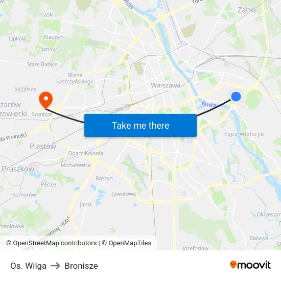 Os. Wilga to Bronisze map