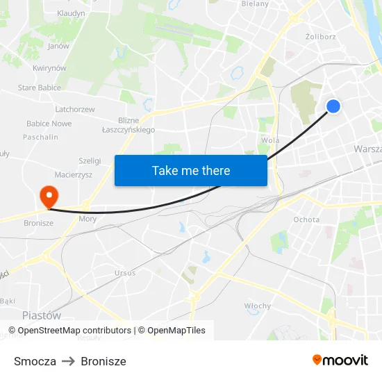 Smocza to Bronisze map