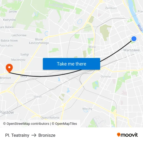 Pl. Teatralny to Bronisze map