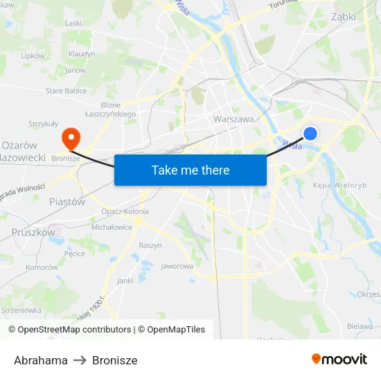 Abrahama to Bronisze map