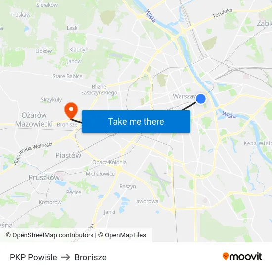 PKP Powiśle to Bronisze map