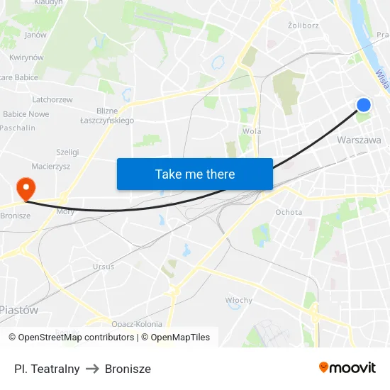 Pl. Teatralny to Bronisze map