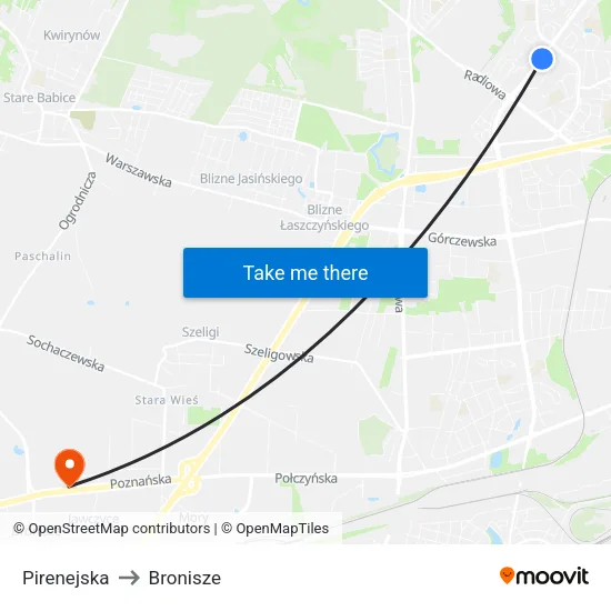 Pirenejska to Bronisze map