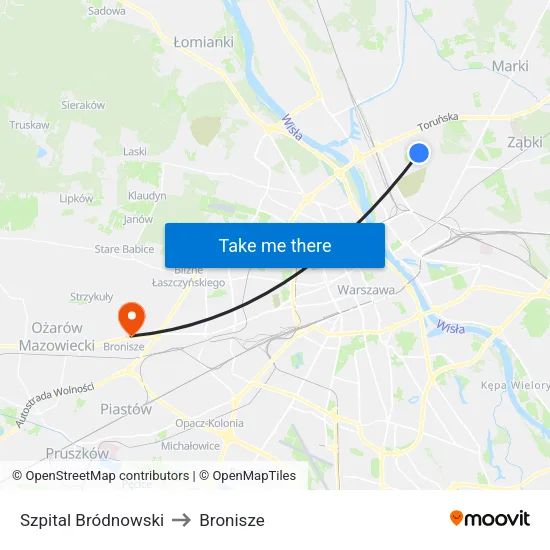 Szpital Bródnowski to Bronisze map