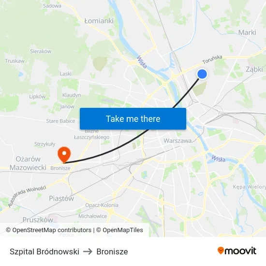 Szpital Bródnowski to Bronisze map