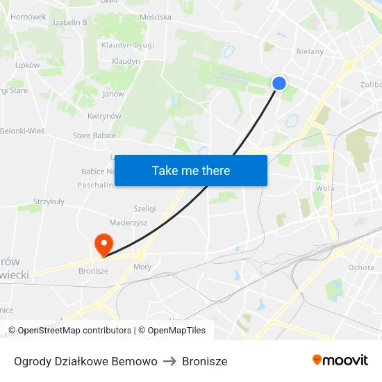Ogrody Działkowe Bemowo to Bronisze map