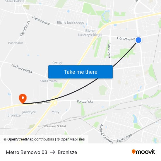 Metro Bemowo 03 to Bronisze map