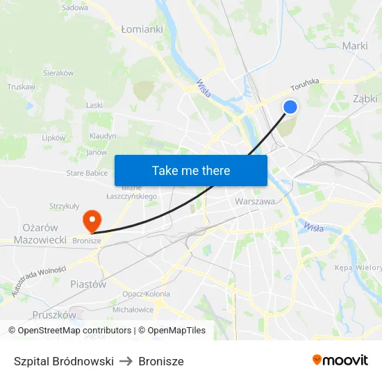 Szpital Bródnowski to Bronisze map