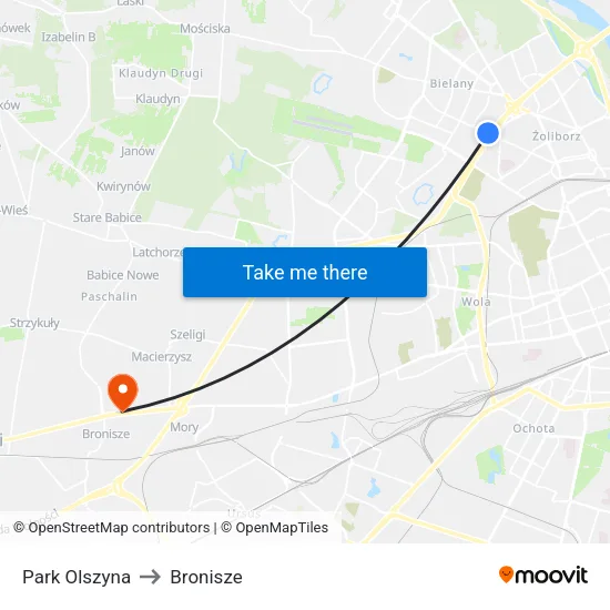 Park Olszyna to Bronisze map