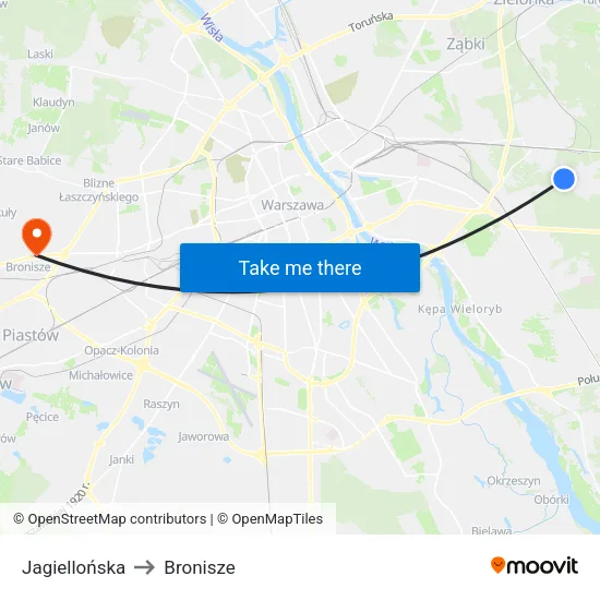 Jagiellońska to Bronisze map