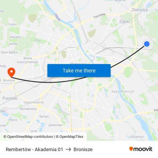 Rembertów-Akademia to Bronisze map