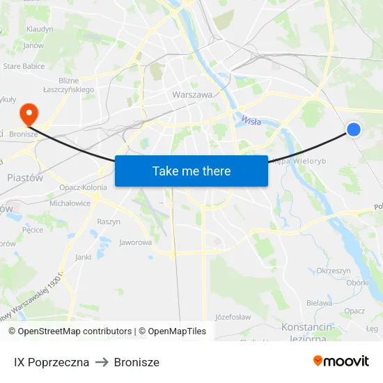 IX Poprzeczna to Bronisze map