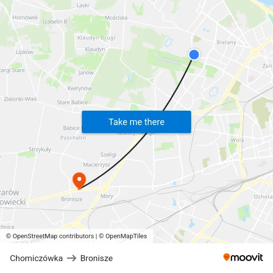 Chomiczówka to Bronisze map