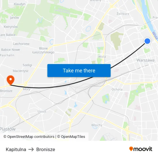 Kapitulna to Bronisze map