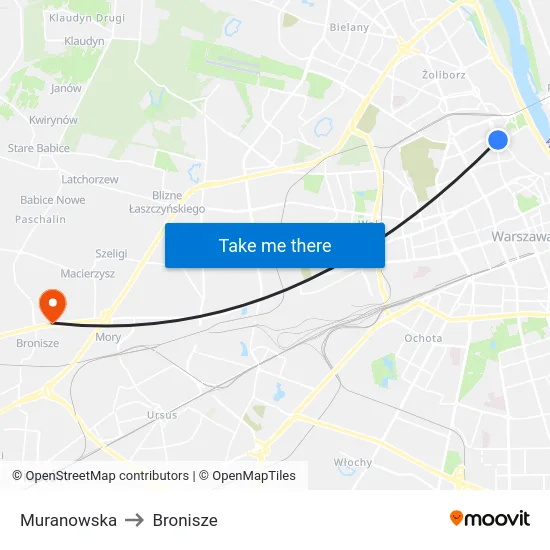 Muranowska to Bronisze map