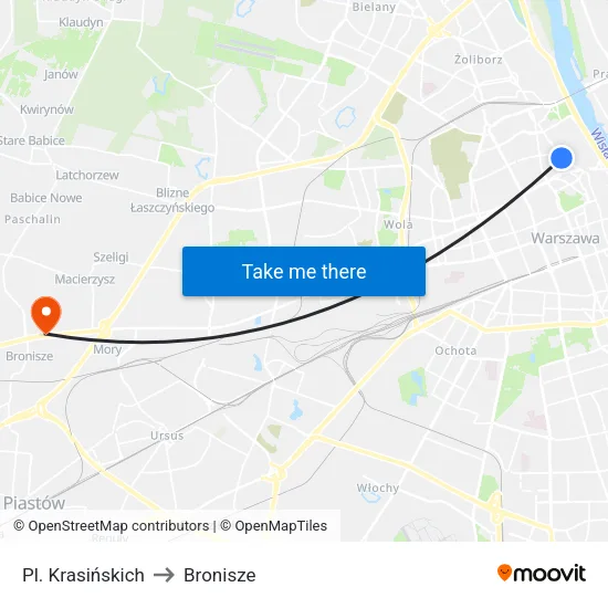 Pl. Krasińskich to Bronisze map