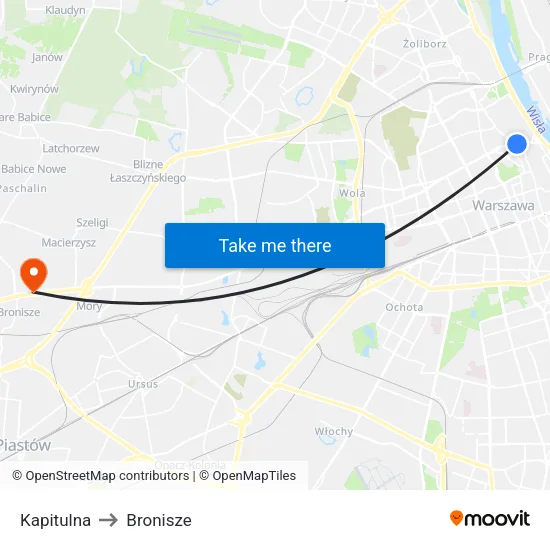 Kapitulna to Bronisze map