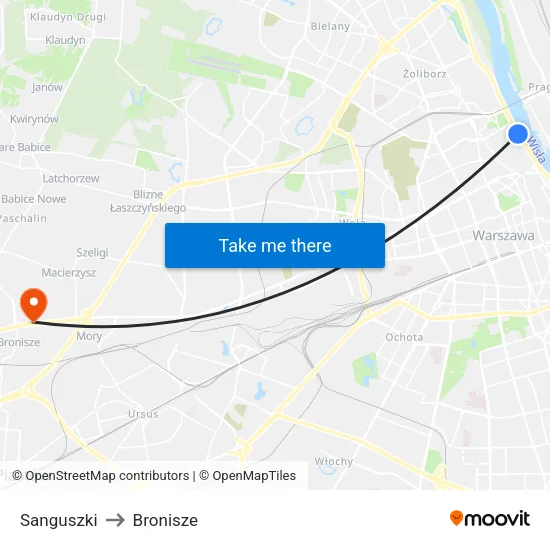 Sanguszki to Bronisze map