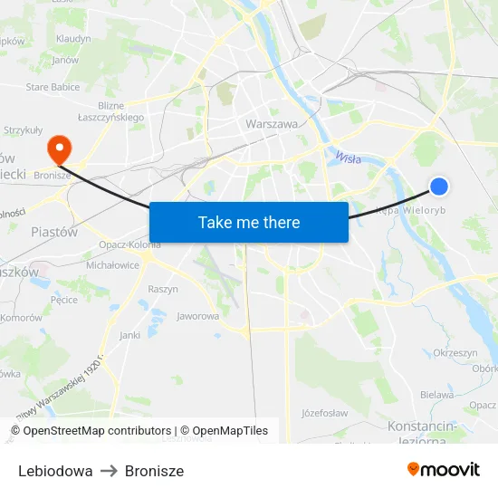 Lebiodowa to Bronisze map