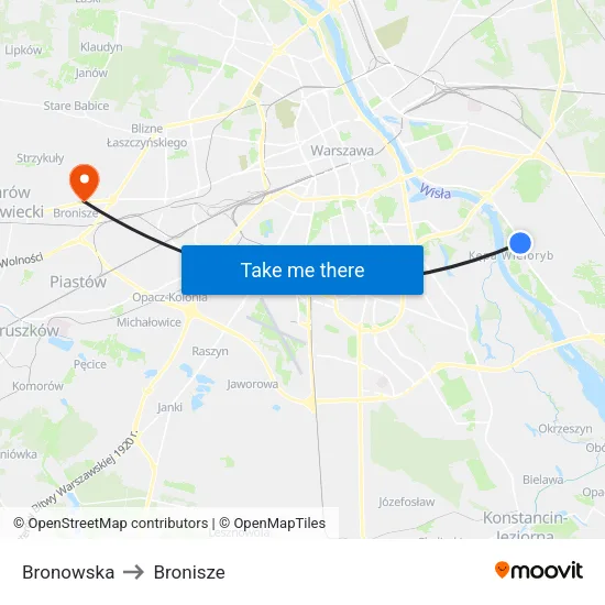 Bronowska to Bronisze map