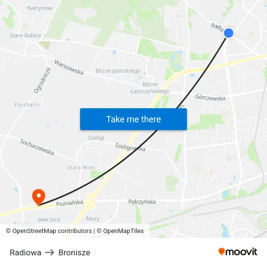 Radiowa to Bronisze map