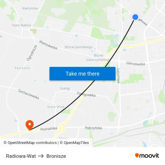 Radiowa - WAT to Bronisze map