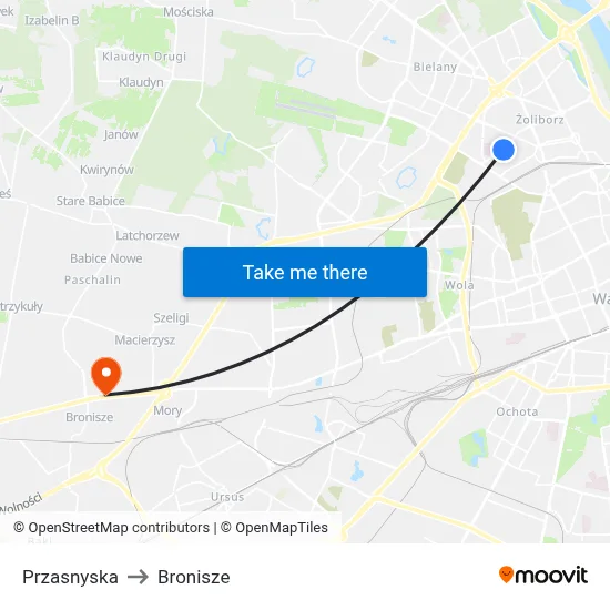 Przasnyska to Bronisze map