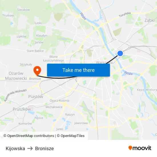 Kijowska to Bronisze map