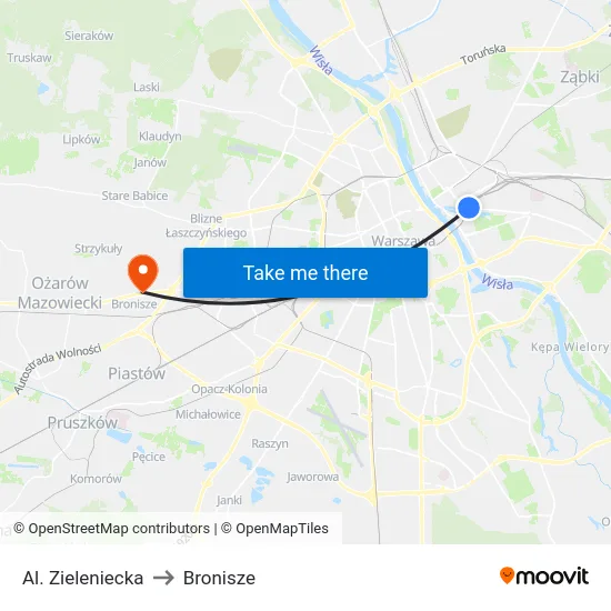 Al. Zieleniecka to Bronisze map